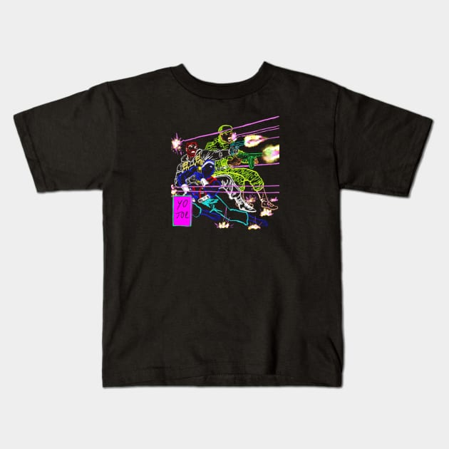 GI Joe Fire Fight in Neon Kids T-Shirt by CaptainOceanSkydive